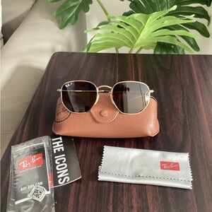 Ray-Ban Gold Frame Sunglasses with Brown Lenses